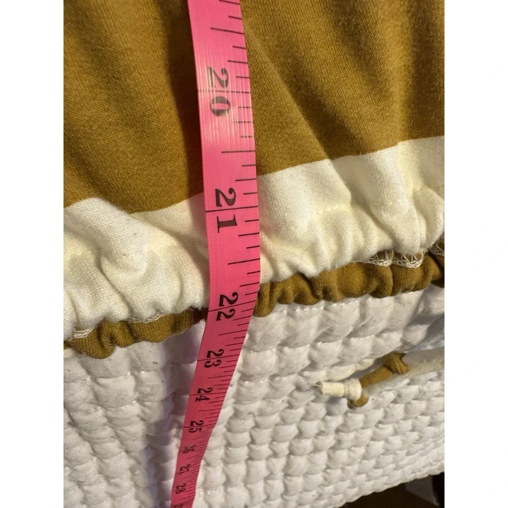 Aerie Women's Mustard And White Striped Oversized Lightweight Hooded Top, Small